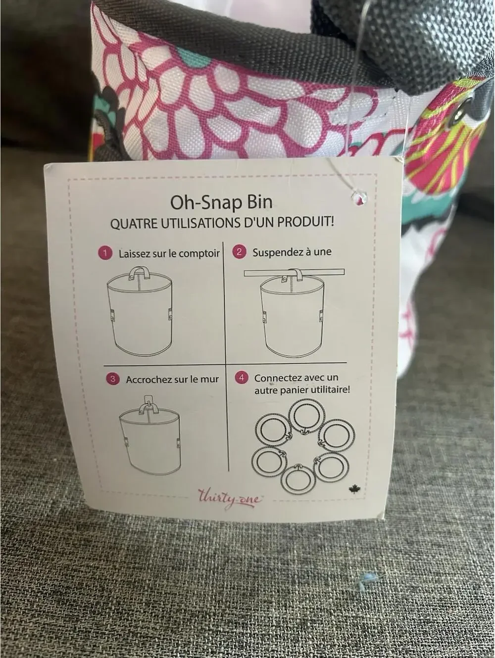Thirty One Oh Snap Bin In Bubble Bloom Round Organization Caddy Floral New